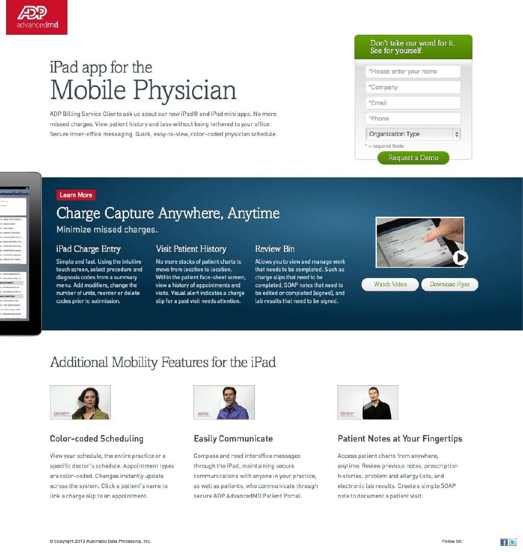advancedmd landing page
