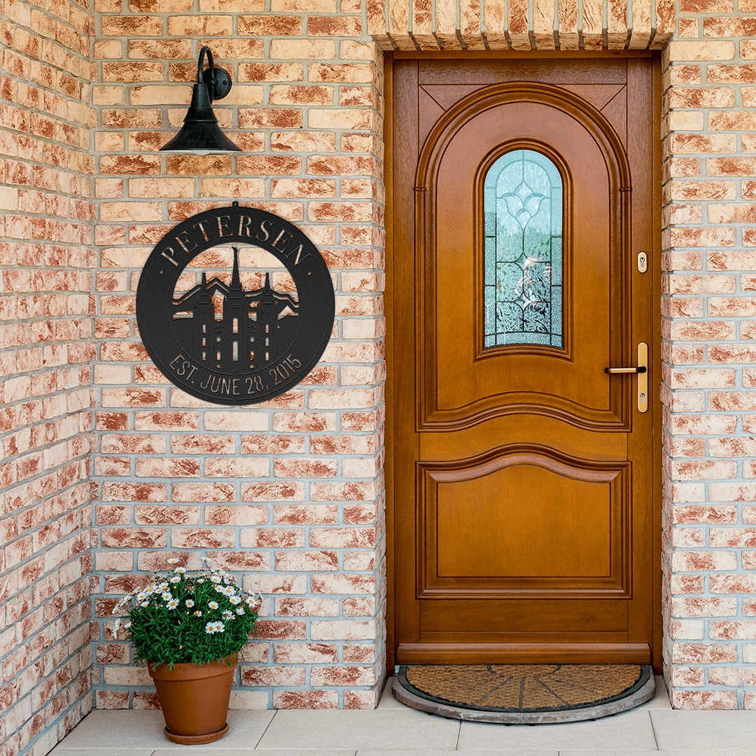 salt lake city lds temple black brick entrance mockup